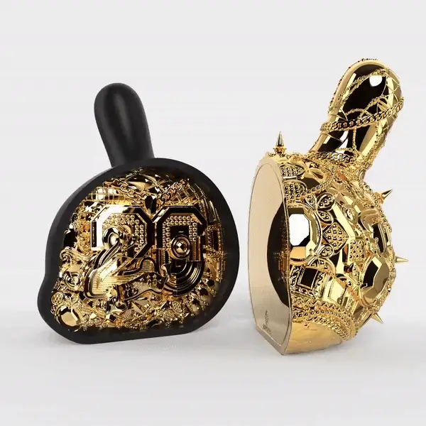 20th Anniversary Dunny Head 12" Art Figure - "Crown Jewels" by Tristan Eaton - Black & Gold Edition (Limited Edition of 300) - Image 4