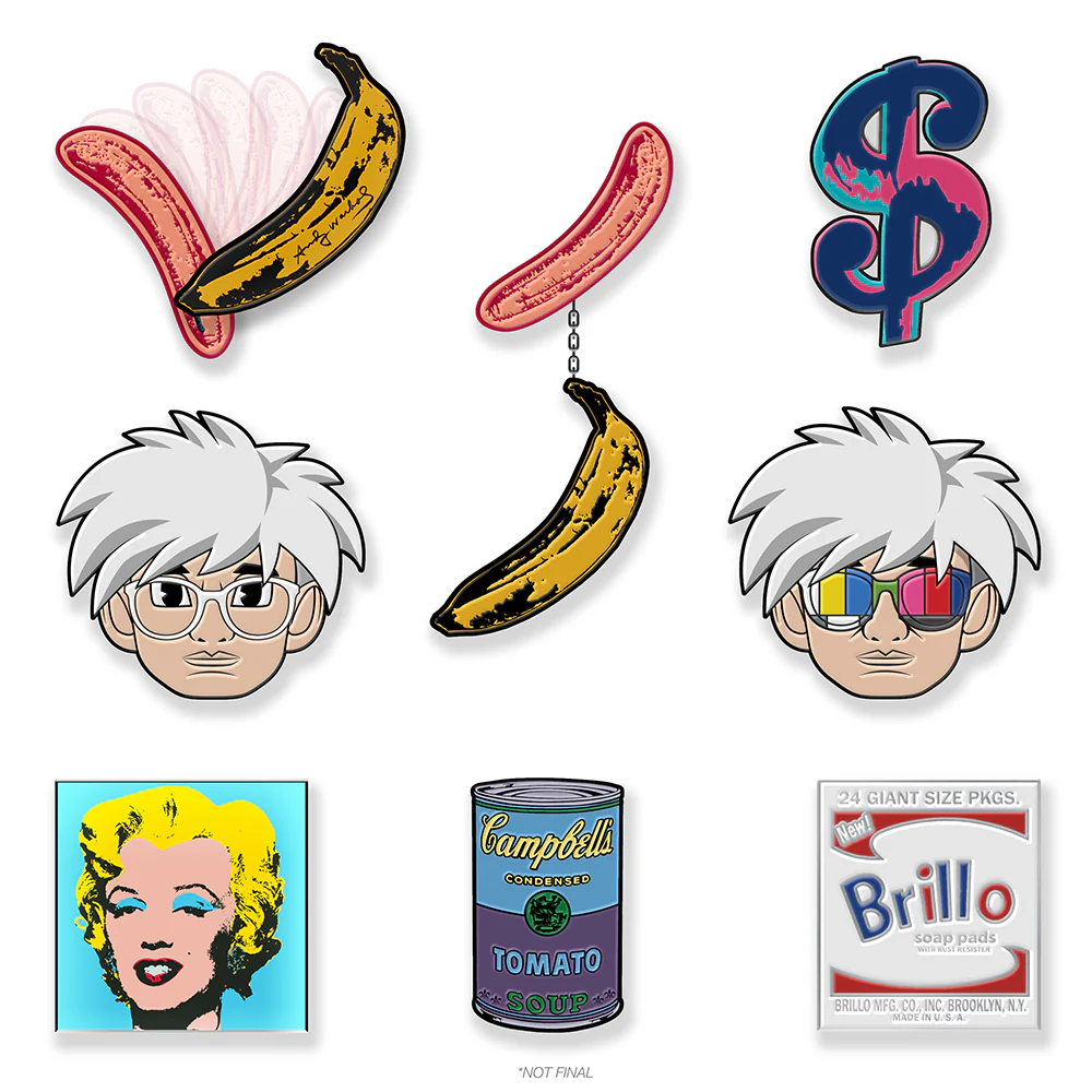 Andy Warhol Deluxe Enamel Pins by Kidrobot