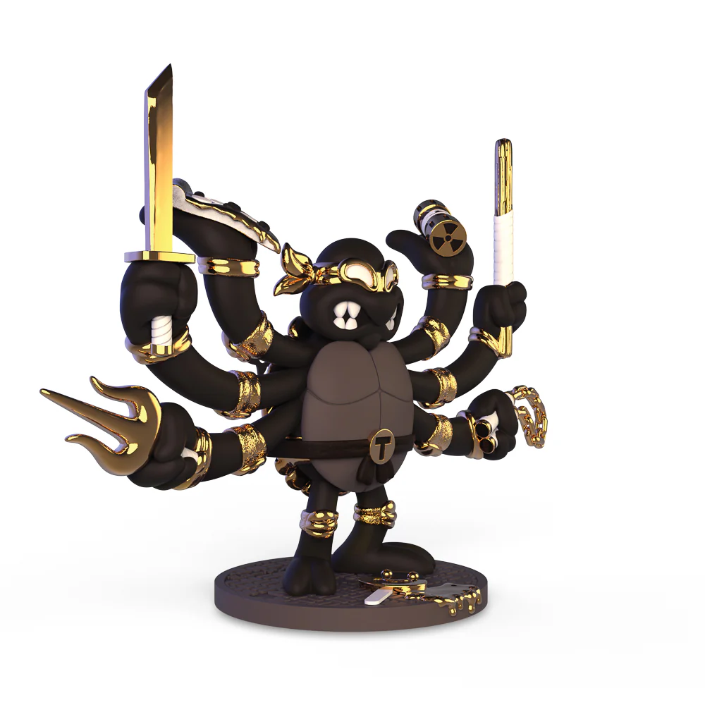 Teenage Mutant Ninja Turtles TMNT GURU Resin Art Figure by CHOGRIN - Black & Gold Edition - Image 3