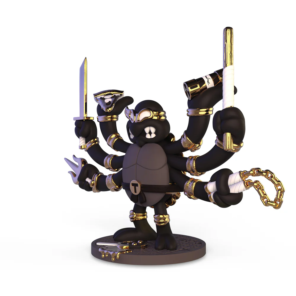 Teenage Mutant Ninja Turtles TMNT GURU Resin Art Figure by CHOGRIN - Black & Gold Edition - Image 9
