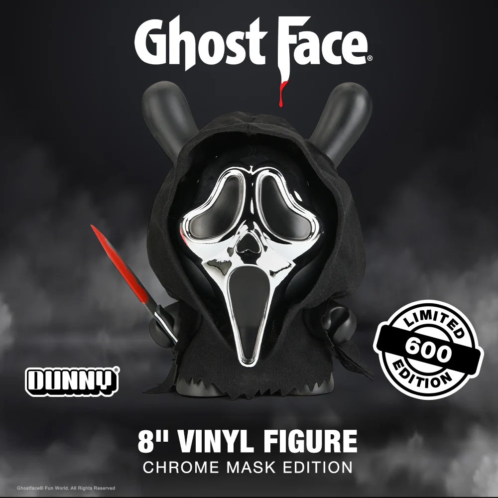 Ghost Face 8" Dunny Vinyl Art Figure - Chrome Mask Edition (PRE-ORDER)
