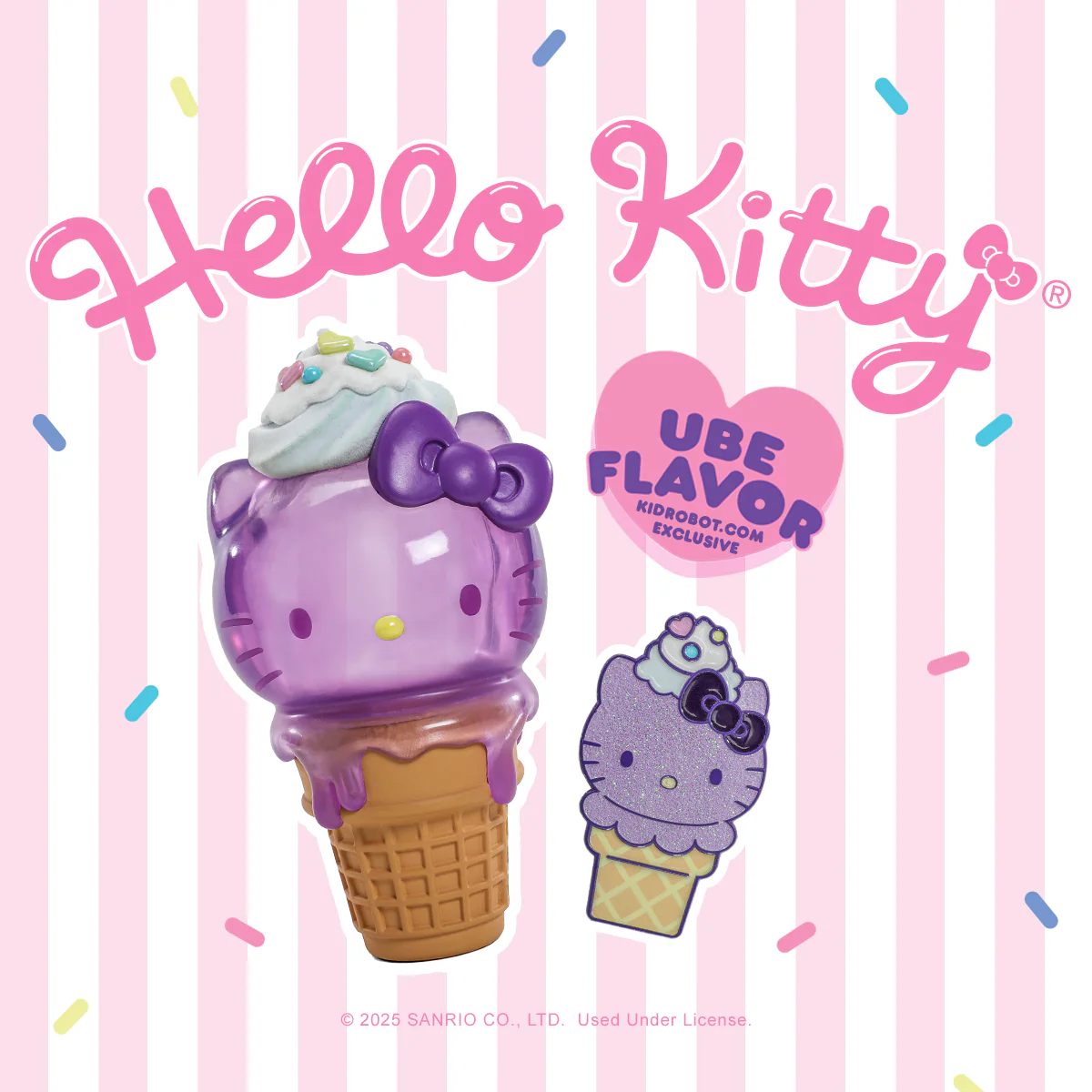 Hello Kitty® Ice Cream Cone Art Figure & Pin Bundle - Ube Edition - Kidrobot.com Exclusive (Limited Edition) - SOLD OUT