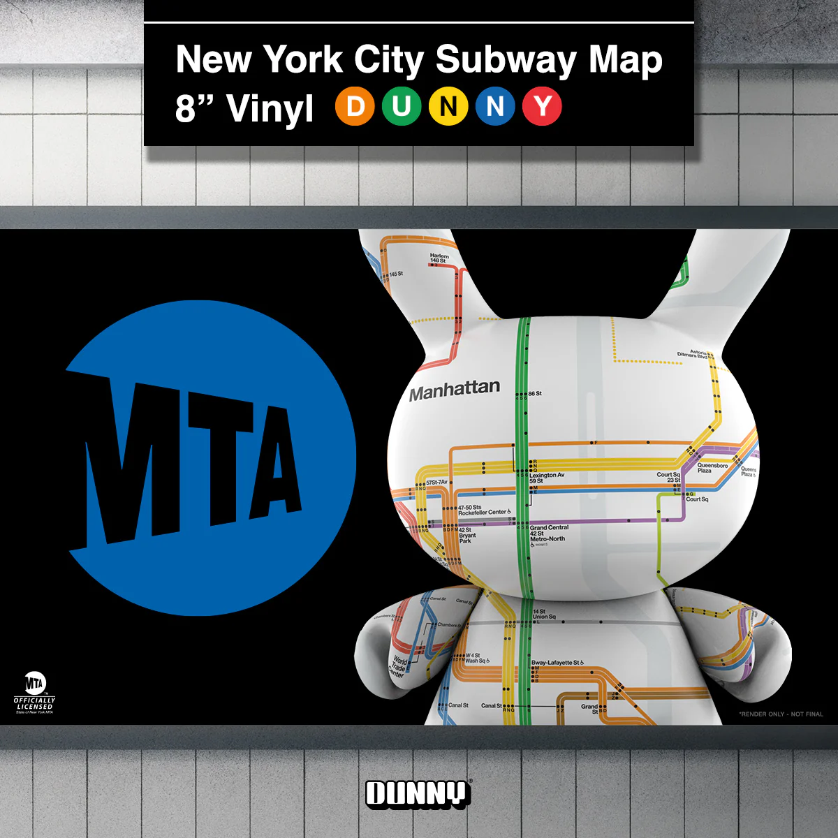 Metropolitan Transportation Authority x Kidrobot - MTA New York City Subway Map Dunny 8" Vinyl Art Figure (FIRST LOOK))