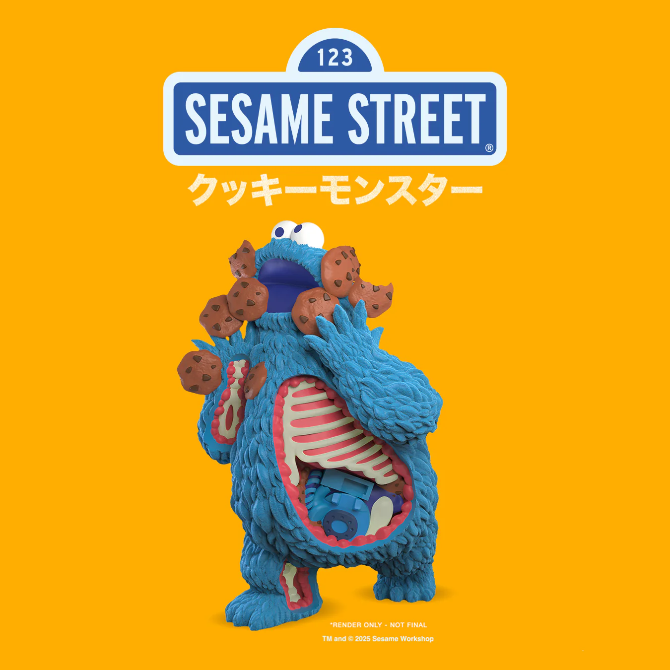 Sesame Street - Kaiju Anatomy Cookie Monster 8" Flocked Vinyl Art Figure - Image 15