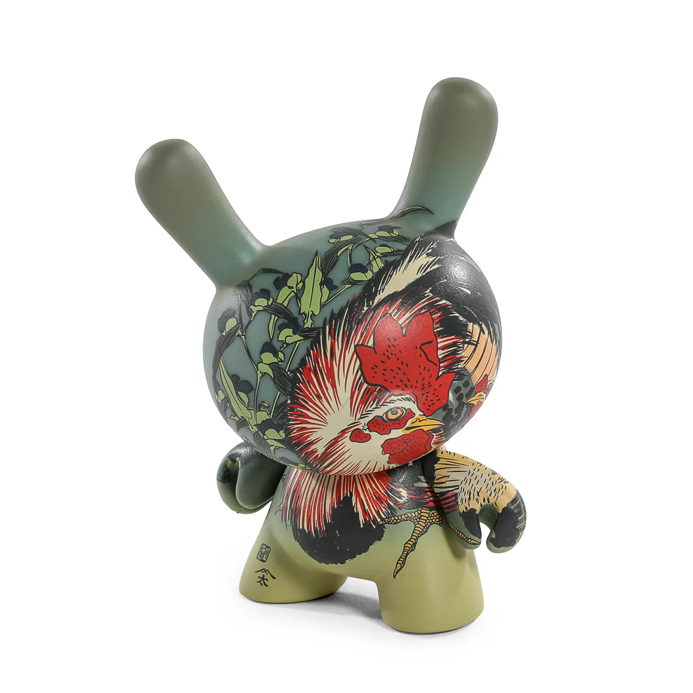 The Met 3" Showpiece Dunny Vinyl Art Figure - Rooster, Hen and Chicken with Spiderwort by Katsushika Hokusai - Image 4
