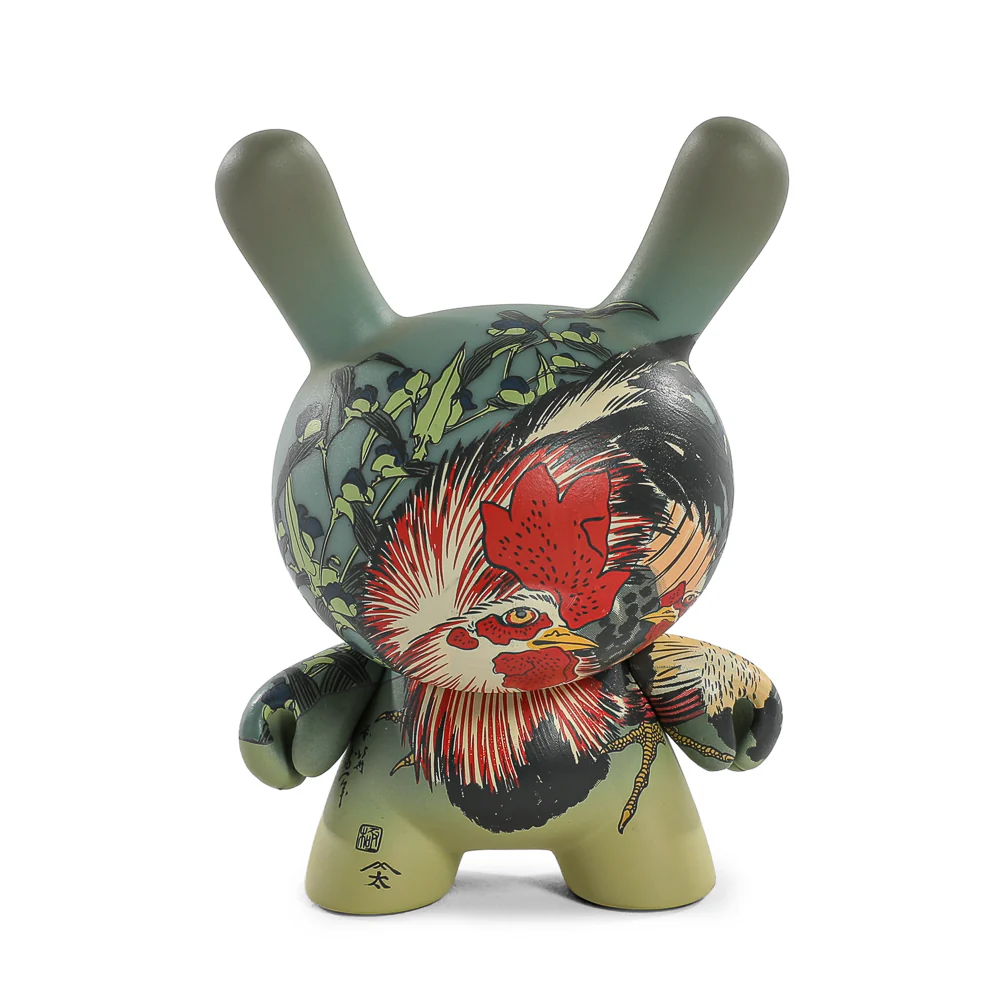 The Met 3" Showpiece Dunny Vinyl Art Figure - Rooster, Hen and Chicken with Spiderwort by Katsushika Hokusai - Image 5