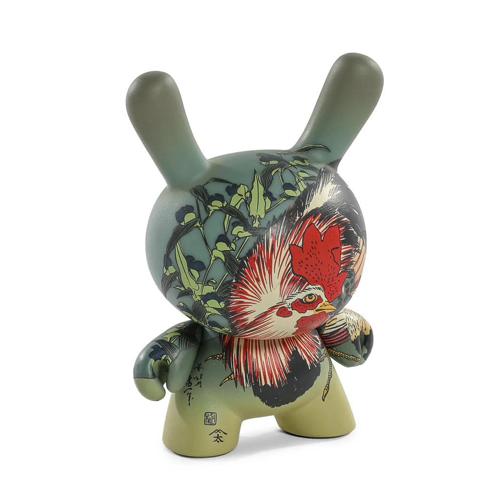 The Met 3" Showpiece Dunny Vinyl Art Figure - Rooster, Hen and Chicken with Spiderwort by Katsushika Hokusai - Image 6