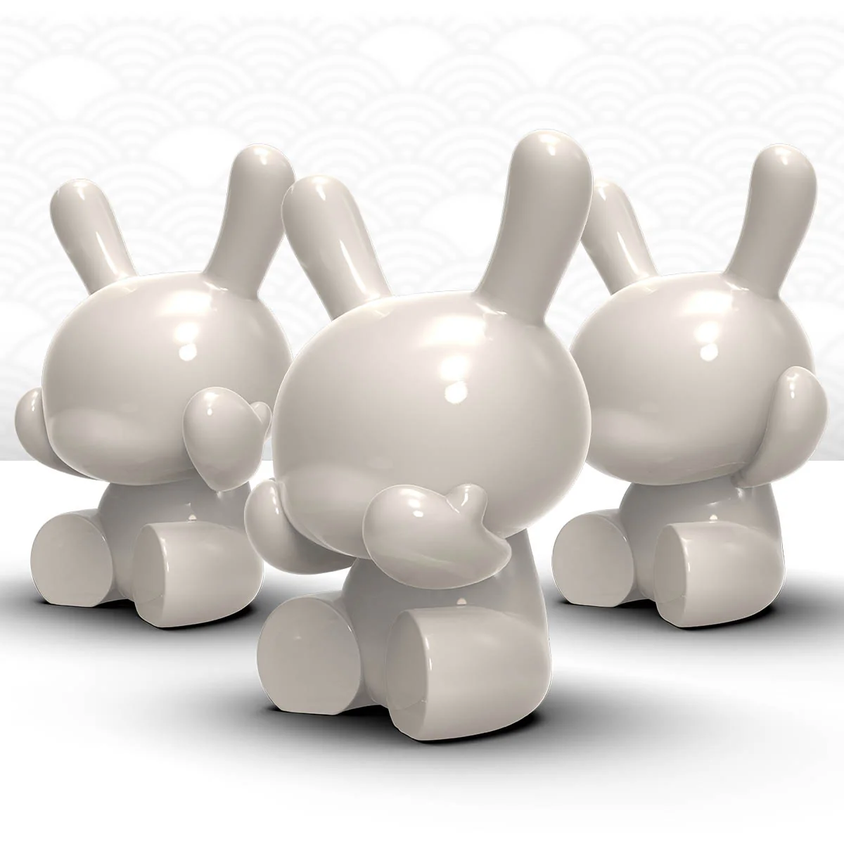 Three Wise Dunnys 5” Porcelain 3-Pack - White Edition - Limited Edition of 500 - Image 2